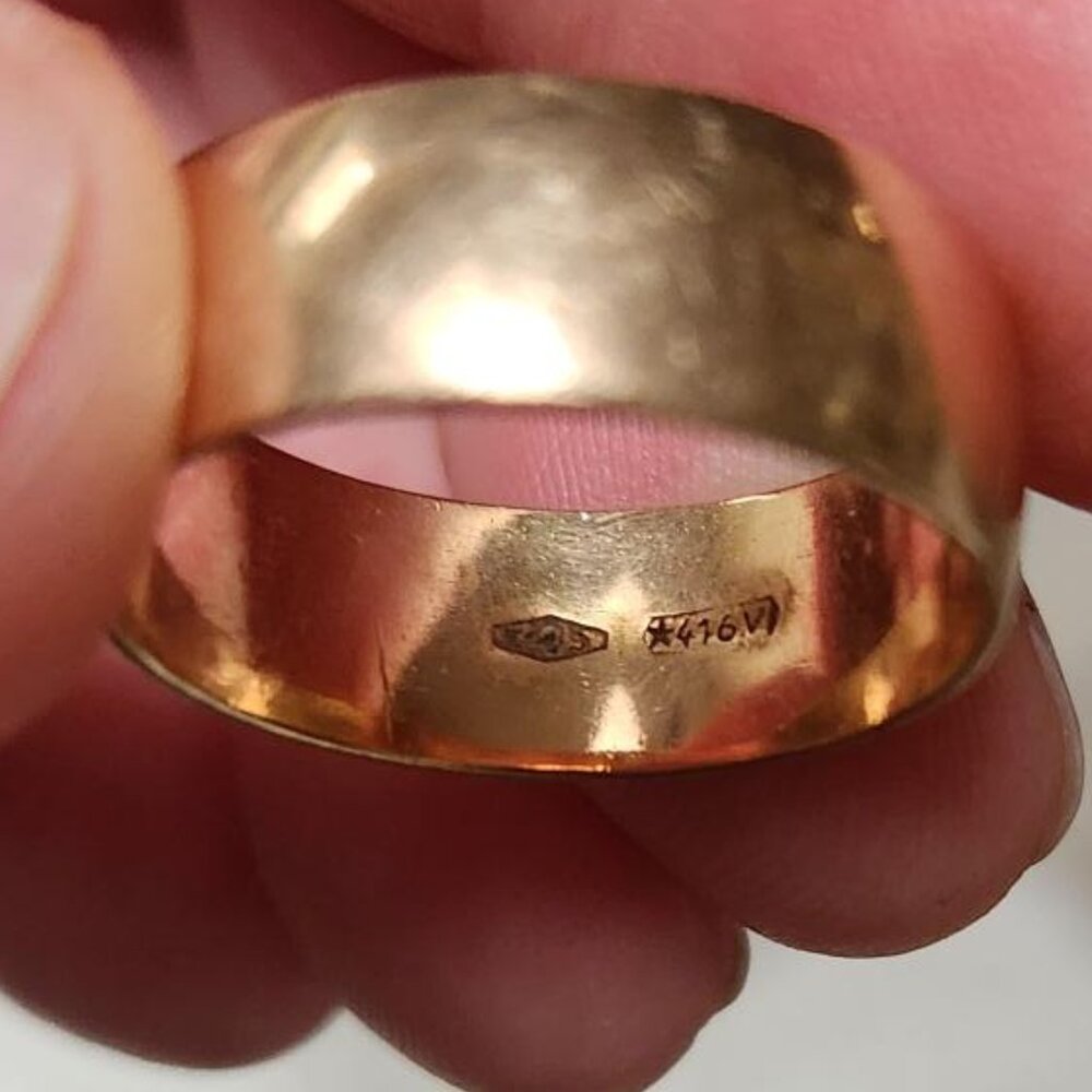 VINTAGE- 14K Solid Gold Band Ring Size 9-5.28g- Vicenza Goldsmith Italy-1970's - Picture 3 of 5